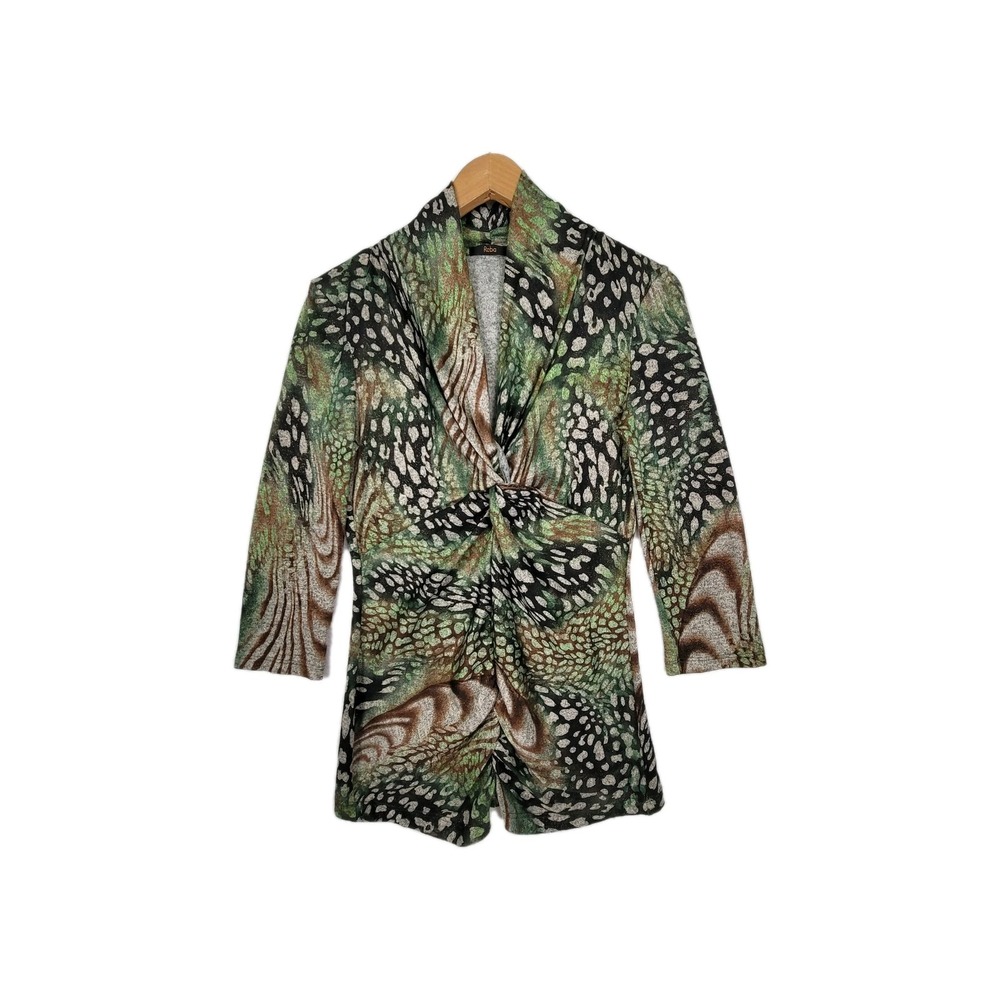 Reba Vintage Animal Print Ruched Women's Top Size Small Made In USA